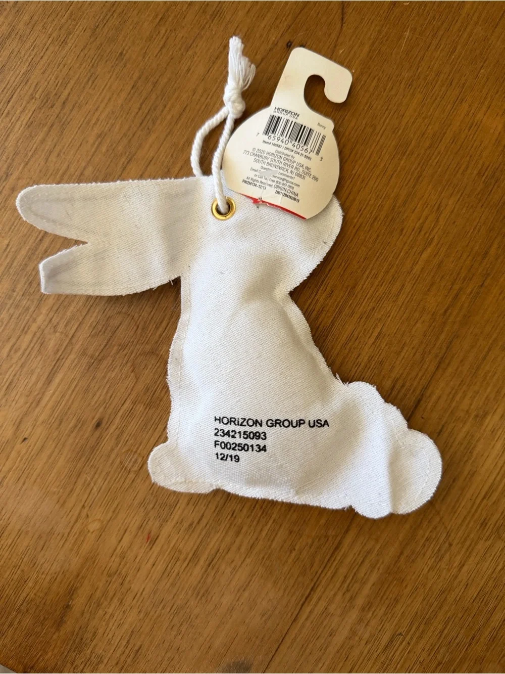 White Fabric Bunny Sachet - Neutral Decorative Accent canvas hanger